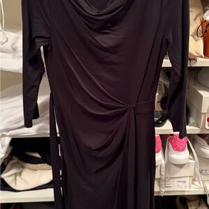 Ann Taylor Black Draped Midi Dress